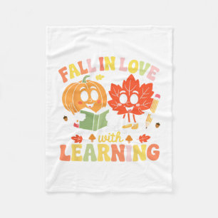 Fall Teacher Shirt Thanksgiving Fall In Love With  Fleece Blanket