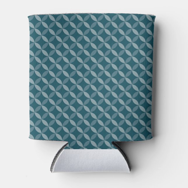 FALL TEAL BLUE GEOMETRIC PATTERNS CAN COOLER (Front)