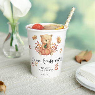Fall teddy bear Baby Shower Paper Cups