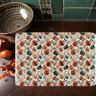 Fall terra cotta and sage leaves pattern cutting board
