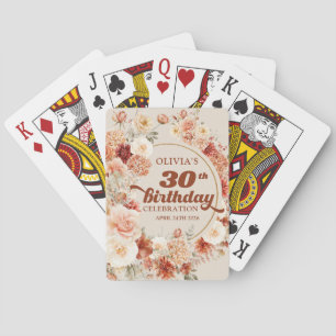 Fall terracotta blush burgundy boho 30th birthday playing cards