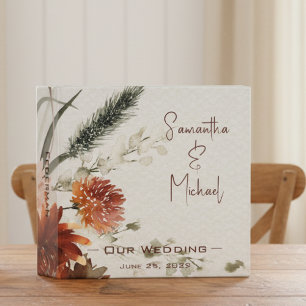 Fall Terracotta Boho Flowers Wedding Binder Album