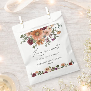 Fall Terracotta Burgundy Floral Love is Sweet Favour Bag