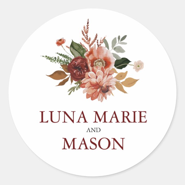 Fall Terracotta Floral Themed Envelope Seal (Front)