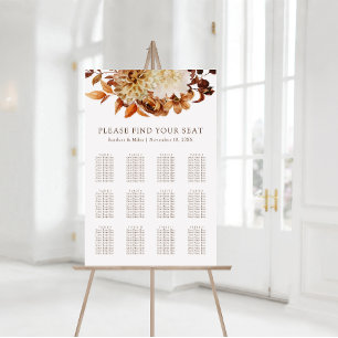 Fall Terracotta Floral Wedding Seating Chart