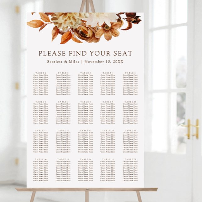 Fall Terracotta Floral Wedding Seating Chart (Fall Terracotta Floral Wedding Seating Chart by Painted Paperie
)