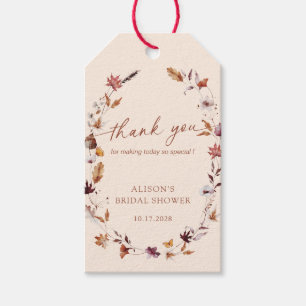 Fall Terracotta Leaf Wreath Bridal Shower Gift Tags