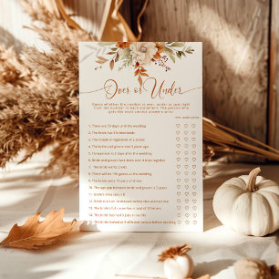 Fall terracotta over or under bridal shower game