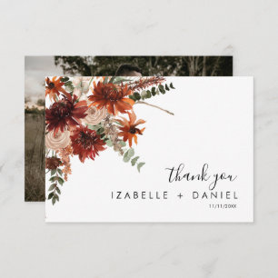 Fall Terracotta Photo Wedding Thank You Card