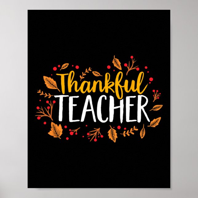 Fall Thankful Teacher Thanksgiving  Poster (Front)