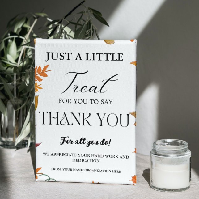 Fall Thankgiving Treat Thank you Appreciation Sign (Creator Uploaded)