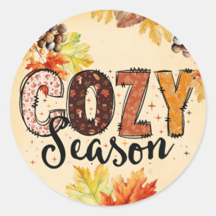 Fall/ Thanks Giving stickers- Cozy Season Classic Round Sticker