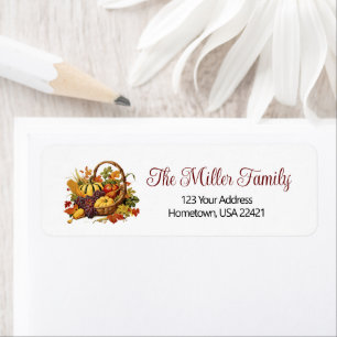 Fall Thanksgiving Basket Return Address Label