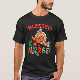 Fall Thanksgiving Blessed Nurse Scrub Top Turkey C