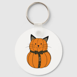 Fall Thanksgiving Cutest Pumpkin Cat Face Whiskers Keychain