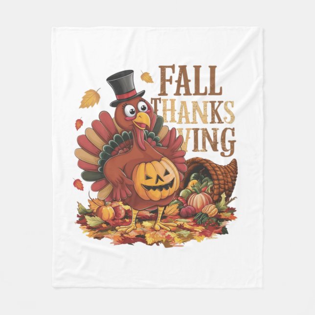 fALL THANKSGIVING Fleece Blanket (Front)