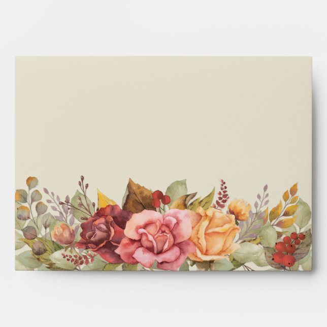 Fall/Thanksgiving Floral Border Return Address Envelope (Front)