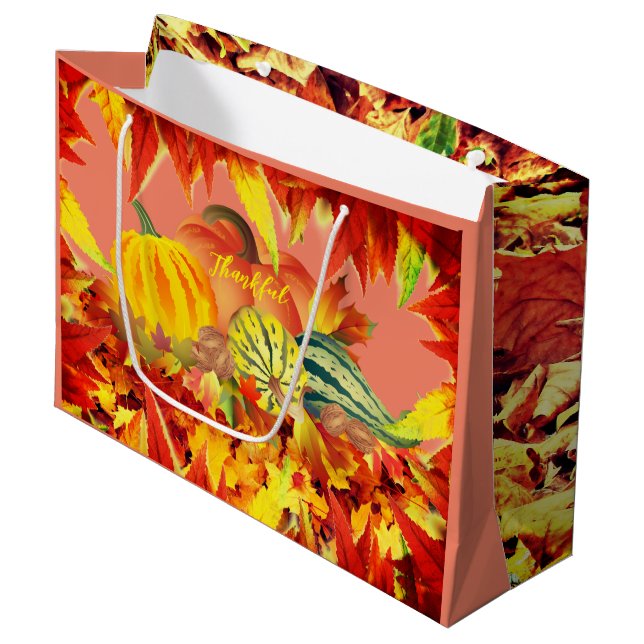 Fall Thanksgiving Large Gift Bag (Front Angled)