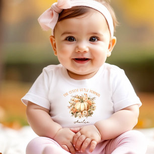 Fall Thanksgiving Little Pumpkin Girl Pastel Name Baby T-Shirt