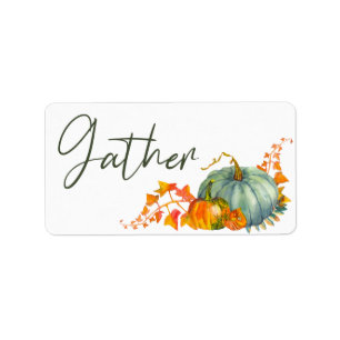 Fall Thanksgiving Orange Pumpkins Leaf Envelope Label
