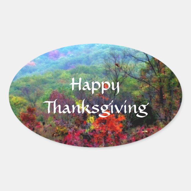 Fall Thanksgiving Photograph Oval Sticker (Front)