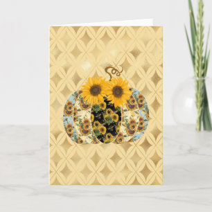 Fall Thanksgiving Sunflower Pumpkin Greeting Card