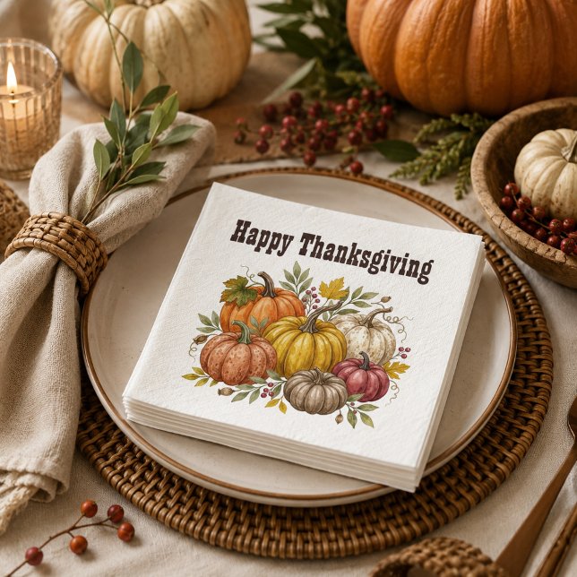 Fall Thanksgiving Watercolor Pumpkin Napkin (Creator Uploaded)