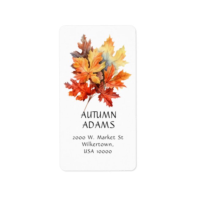 FALL THEME AUTUMN COLORS LEAVES LABEL (Front)