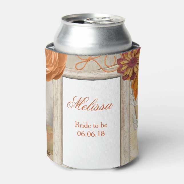 Fall theme bridal shower can cooler (Can Front)