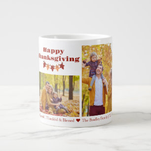 Fall Theme Happy Thanksgiving family photo Large Coffee Mug