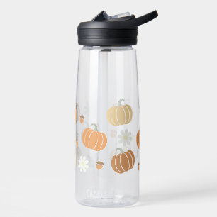 Fall Theme Pumpkin, Acorn, Daisy Pattern Water Bottle