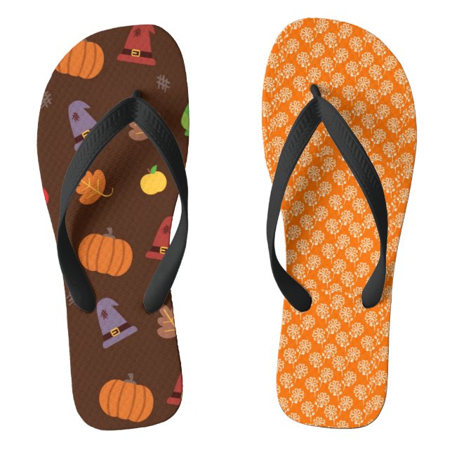 Fall Theme Two Print Flip Flops (Footbed)