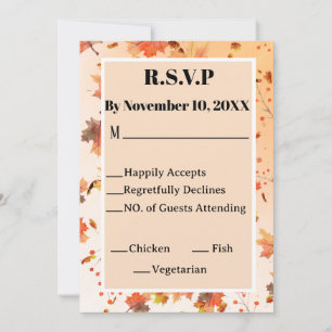 Fall Theme Wedding or Shower RSVP  Invitation