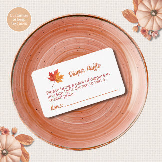 Fall Themed Diaper Raffle Enclosure Card Leaf