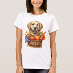 FALL THEMED GOLDEN RETRIEVER DOG WITH BASKET T-Shirt
