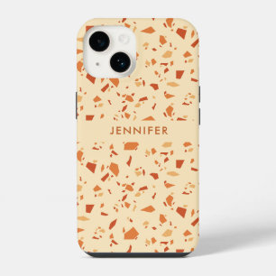Fall Themed Terrazzo Pattern Personalized iPhone 14 Case
