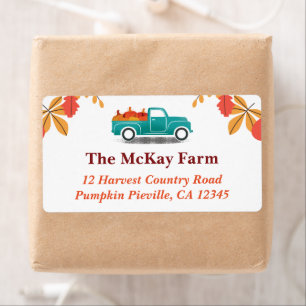Fall Themed Vintage Truck Return Address