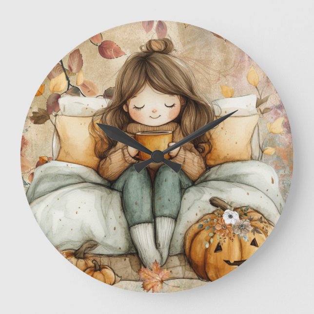 Fall Themed, Warm and Cozy Wall Clock (Front)