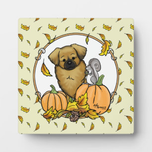 Fall Tibetan Spaniel (Brown) Dog Pumpkins Cute Plaque