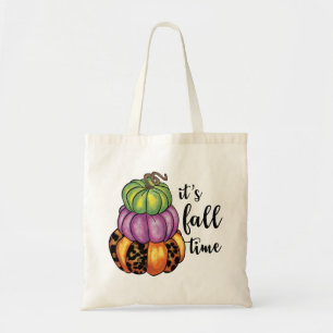 Fall Time Quote Colourful Pumpkins Crafty Tote Bag
