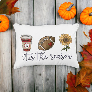 Fall Tis the Season Coffee Football Sunflower Cozy Accent Pillow