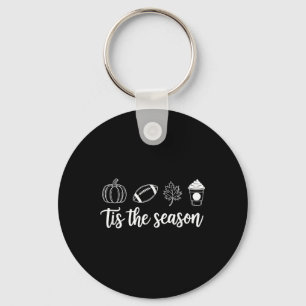 Fall Tis The Season Leaf Football Autumn Pumpkin S Keychain