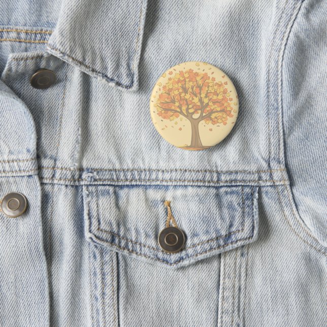 Fall tree 2 inch round button (In Situ)