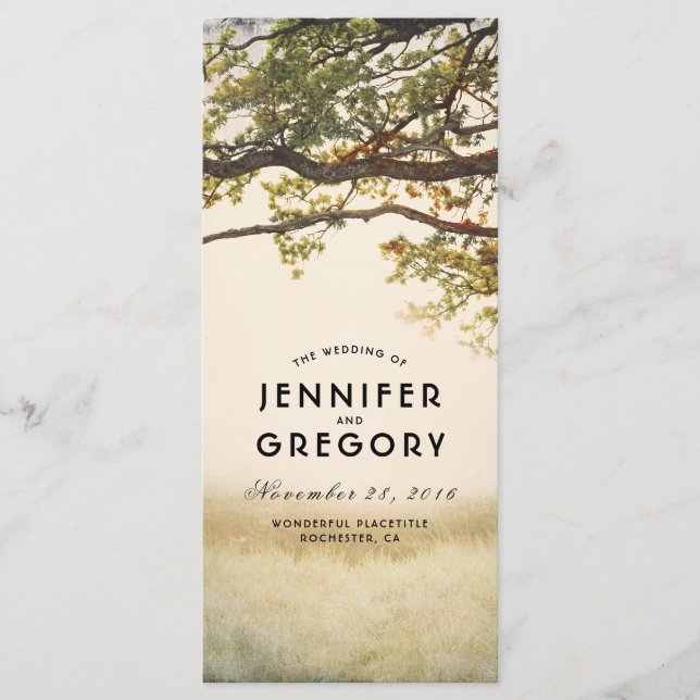 Fall Tree Branches Rustic Wedding Programs (Front)