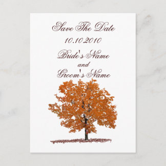 Fall Tree Save The Date postcard. Announcement Postcard