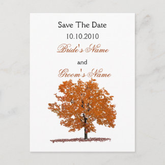 Fall Tree Save The Date postcard. Announcement Postcard