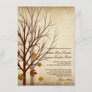 Fall Tree Silhouettes Autumn Wedding Invitations