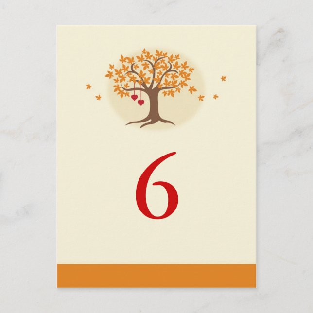 Fall Tree Table Number Card (Front)