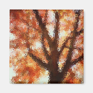 Fall tree viewed in glass magnet