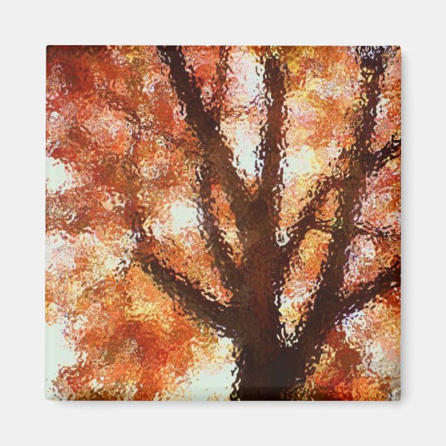 Fall tree viewed in glass magnet (Front)